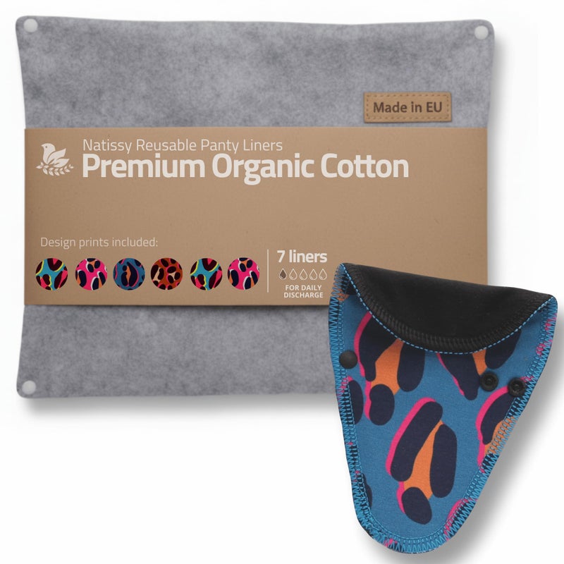 Made in EU - Ultra-Soft Reusable Panty Liners (Tanga, 7-Pack) â€“ High-Temp Washable Cloth Panty Liners for Women â€“ Breathable Secure-Fit Organic Cotton Keeps You Fresh & Dry for Daily Vaginal Discharge